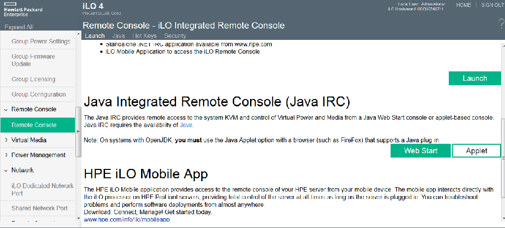 console远程控制中的java integrated remote console (java irc)web